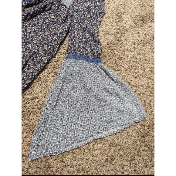 Mittoshop Bohemian Tunic Style Tie Blouse Bell Bottom Flare Sleeves women medium - Picture 6 of 8